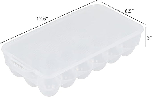 4 Packs Clear Plastic Egg Holders, Home Egg Containers with Lid, Egg Storage Box, Fits 18 x 4 Eggs (72 Eggs)
