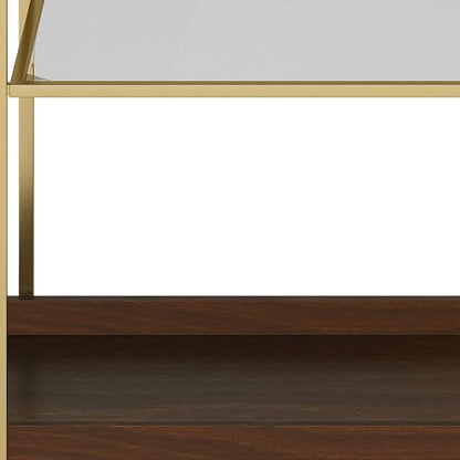 SIMPLIHOME Jace SOLID MANGO WOOD Industrial Contemporary 26 inch Wide Bar Cart in Cognac for the Living room, dining room and kitchen
