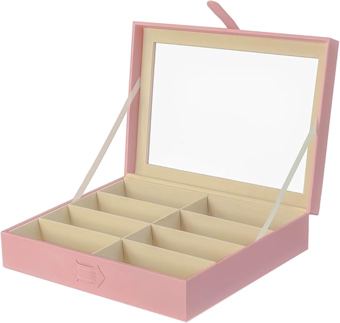 UnionPlus 8-Slots Sunglasses Case Organizer, Eyeglass Glasses Display Holder Collector, Multiple Sunglasses Storage Case, Pink