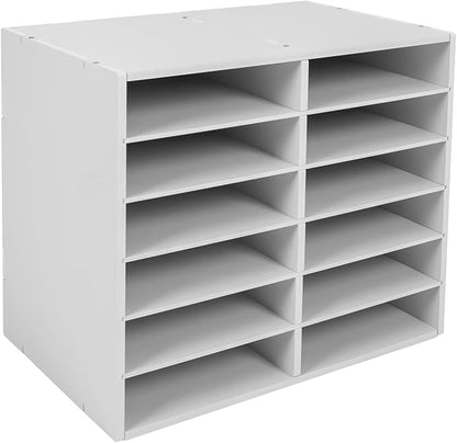 Gdrasuya10 12 Compartments Literature Organizer Adjustable File Sorter Organizer Desktop Document Storage Shelves Classroom Mailbox Office Paper Storage Holder Literature Sorter Cabinet