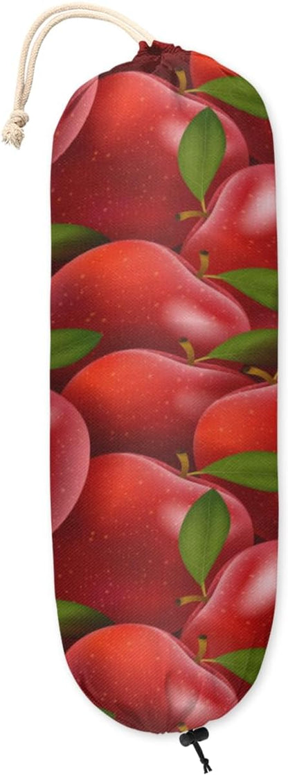 Apples Fruits Plastic Bag Holder - Garbage Shopping Trash Bags Carrier Organizer Dispenser Grocery Bag Storage Holder for Kitchen Closet Pantry Laundry