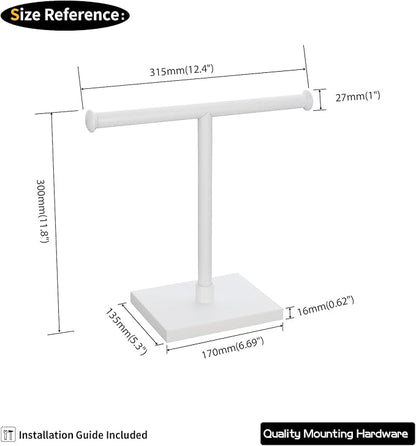 GERZWY Hand Towel Holder Standing Tree Rack for Bathroom Vanities Countertop SUS 304 Stainless Steel Towel Ring, White