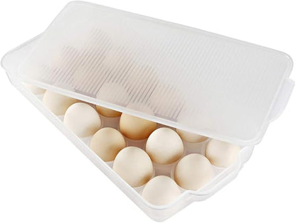Covered Egg Holder,Egg Storage for Refrigerator,Fits 18 Eggs,Pack of 2