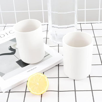 wongwongcat Bathroom Tumblers 2Pcs, Mouthwash Cup, Toothbrush Holders, Drink Mug, Pen Holder, Unbreakable Dishwasher Safe, 10fl.oz(300ml)/Pcs (White & White)