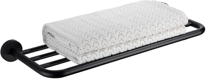 Hotel Towel Racks for Bathroom Wall Mounted, 24 Inch Towel Shelf for Bathroom, 2-Tier Bathroom Towel Rack, Black