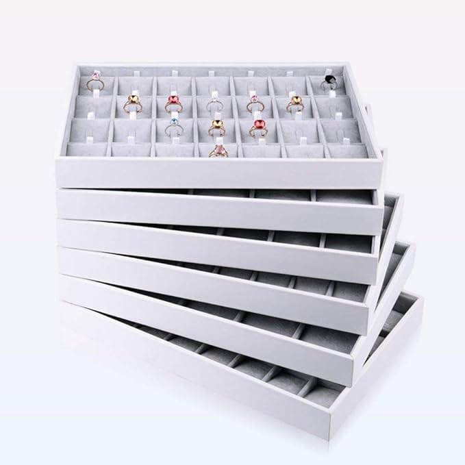 Oirlv Velvet Stackable Jewelry Tray Necklace Pendant Organizer Display Showcase Jewelry Storage trays