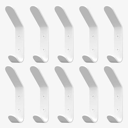 Homeforia Wall Coat Hook Rack - Set of 10 - White Metal Hooks for Hanging Coats - Hat Hooks - Hat Hangers for Wall