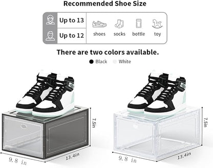 OMOPIN 12 PACK Large Shoe Storage Boxes, Shoe Boxes Clear Plastic Stackable, Shoe Organizer for Size 12 (Clear 12 Pack)