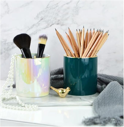 Pen holder for desk Sturdy Metal frame With Green Ceramic Pen Holder For Desks and kitchen Appliance Holders
