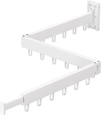 Clothes Drying Rack Wall Mounted,Drying Rack Clothing,Clothes Hanging Rack,Retractable,Collapsible(Tri-Fold), White Color(Ring)
