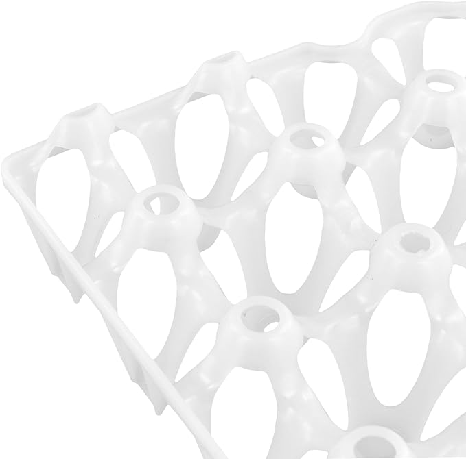 SINJEUN 15 Pack Plastic Egg Tray, 30 Cells Plastic Egg Flats, Stackable Eggs Crates for Storing, Sorting, and Shipping Multiple Eggs, White
