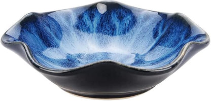 Lotus Leaf Shape Decorative Ring Tray, Small Key Bowl, Ceramic Trinket Tray Jewelry Dish Organizing Necklace Earrings, Home Decoration for Mom Best Friend Sister, Blue.