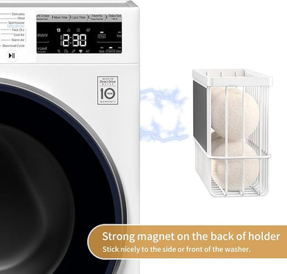 Magnetic Dryer Ball Holder for Laundry Room Organization and Storage, Magnetic Lint Bin for Laundry Room, Iron Dryer Ball Container for Laundry Room Storage (No Balls)