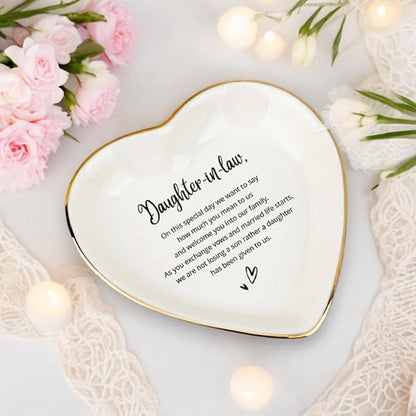 HatafaFurni To My Daughter Ring Dish Gift, Ring Dish For Bride From Mother in law, Women Jewelry Dish, Daughter Birthday Gift, Daughter In Law Gifts, Son Trinket Tray for Men (Daughter in law)