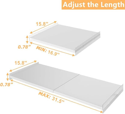 16.9-31.5 inch Closet Tension Shelf, Adjustable Metal Cabinet Shelf Hanging Shelves Divider with Strong Adhesive for Cabinet, Wardrobe, Cupboard, 2 Pack