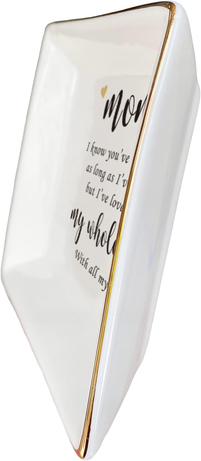 HOME SMILE Mother's Day Birthday Gifts for Mom,I Love You Mom Ring Dish Jewelry Tray-Best Gifts for Mom Who Have Eveything-Valentine Gifts for Mom Unique