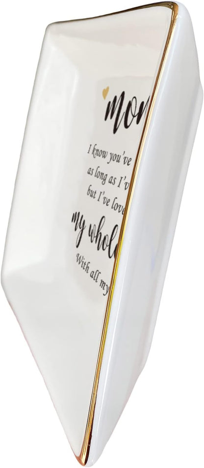 HOME SMILE Mother's Day Birthday Gifts for Mom,I Love You Mom Ring Dish Jewelry Tray-Best Gifts for Mom Who Have Eveything-Valentine Gifts for Mom Unique