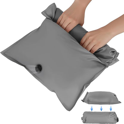 Reusable Fabric Vacuum Seal Bags for Clothing – Medium Compression Travel Essentials with No Pump – Manual Exhaust, Tear-Resistant Oxford Cloth for Luggage, Closet & Packing Organization (Gery-2S)
