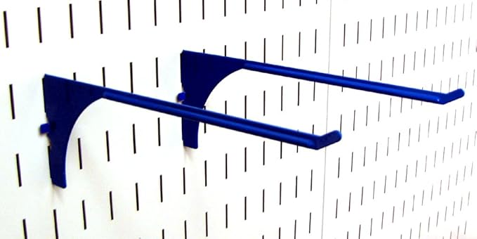 Wall Control Pegboard 9in Reach Extended Slotted Hook Pair - Slotted Metal Pegboard Hooks Pegboard and Slotted Tool Board – Blue (Pack of 2)