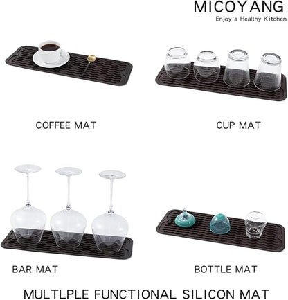 Silicone Dish Drying Mat for Multiple Usage,Easy clean,Eco-friendly,Heat-resistant Silicone Mat for Kitchen Counter,Sink,Bar,Bottle,or Cup Coffee M 17 inches x 6 inches
