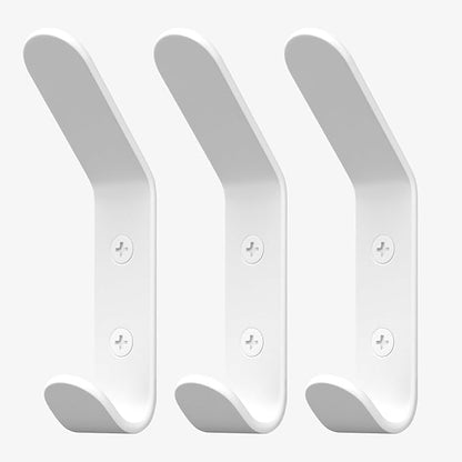 Homeforia Wall Coat Hook Rack - Set of 3 - White Metal Hooks for Hanging Coats - Hat Hooks - Hat Hangers for Wall