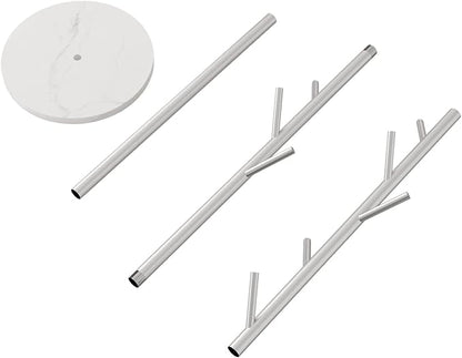 Silver Coat Racks, Metal Coat Rack Freestanding with Hooks, Entryway Coat Rack Stand, Coat Racks with Marble Base, Coat Tree for Hanging Clothes, Hats, Bags