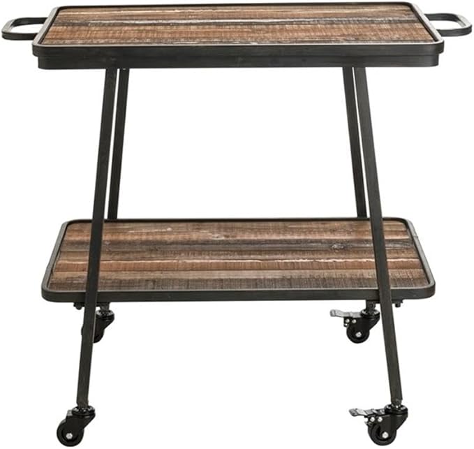 Pemberly Row Modern/Contemporary Felix 2 Tier Wooden Kitchen Bar Cart Black