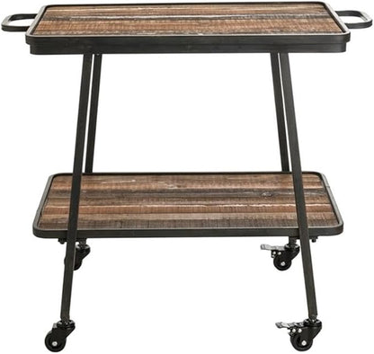Pemberly Row Modern/Contemporary Felix 2 Tier Wooden Kitchen Bar Cart Black