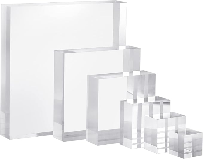 CiaoHER 2in Thickness Solid Acrylic Cube Display Block Clear Polished Pedestal Stand Riser Solid Base 2" x 4" x 6", 1 Pack