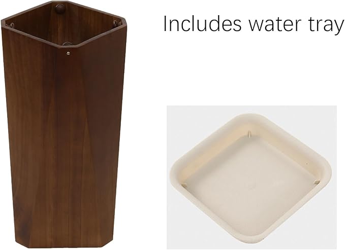 Wooden Umbrella Holder for Indoor Entryway,tall Large Capacity Umbrella Storage stand With drain tray,For Hotel,Offices,home,Commercial(Walnut)