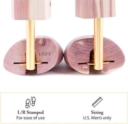 Cedar Shoe Trees for Men, Wide Heel Split Toe, Aromatic Cedar Boot Tree - DW29, 2-Pack
