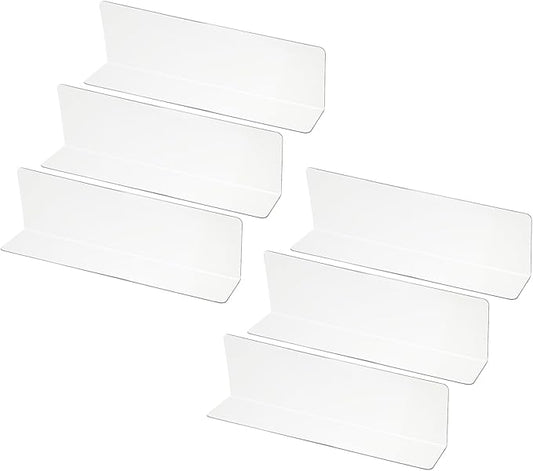 PATIKIL 6 Pack Shelf Dividers for Closet Organization, 7.9x1.18x2.4 Acrylic Closets Separator Kitchen Cabinet Shelves Under Bed Blocker for Bedroom Kitchen Office, Clear
