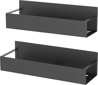 2 Pack Magnetic Spice Storage Rack Organizer for Refrigerator and Oven, Matt Black Fridge Organizers and Storage