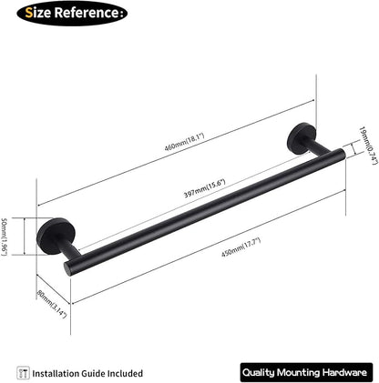 GERZWY Bathroom Towel Bar 18" Stainless Steel Towel Bar Matte Black Contemporary Style Wall Mount for Bath Kitchen AG1101C45-BK