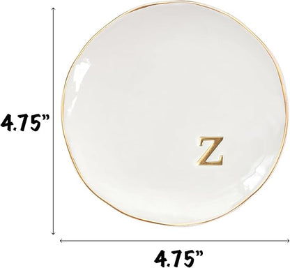 COLLECTIVE HOME - Ceramic Jewelry Tray, Decorative Trinket Dish for Rings Earrings Necklaces Bracelet Watch Keys, Birthday Mother's Day Christmas Gift for Women, 4.75", Glossy (z)