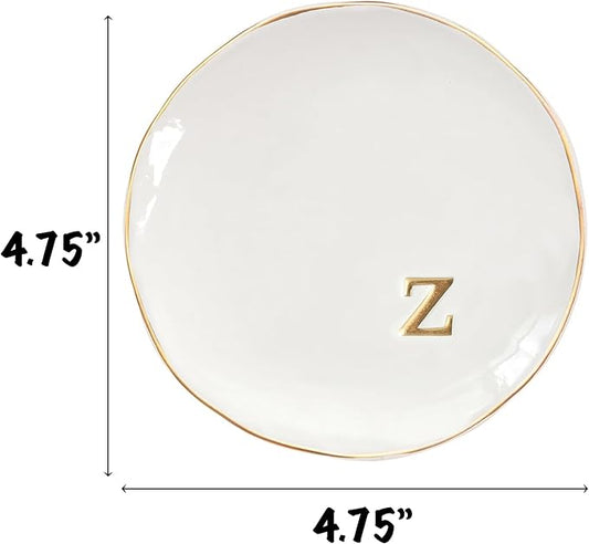 COLLECTIVE HOME - Ceramic Jewelry Tray, Decorative Trinket Dish for Rings Earrings Necklaces Bracelet Watch Keys, Birthday Mother's Day Christmas Gift for Women, 4.75", Glossy (z)