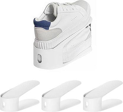 carrotez Shoe Slots Organizer 3 Pack - [Litem] Space Saving Shoe Organizer Rack for Closet - Easy Shoe Stacker, 9.84'' x 3.89'' x 4.26'' (White, 3 Pack)