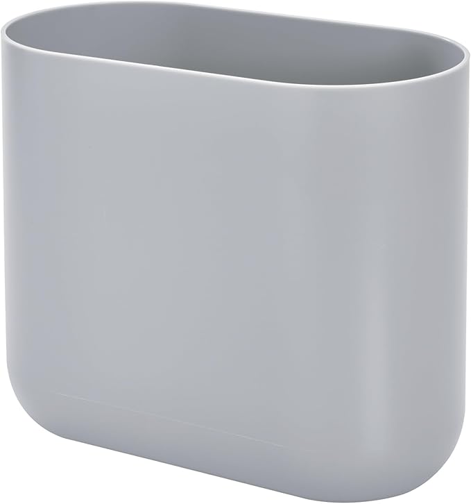 iDesign Small Slim Plastic Bathroom Trash Can, Garbage Can for Bedroom, Office, Desk, Dorm, Gray
