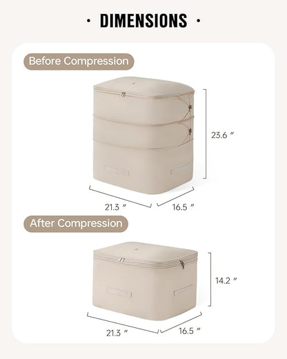 Eachy 3-Pack Comforter Storage Bag Blanket Storage Bags, 136L Compression Bags for Blanket Comforter, Ultra Space Saving Self Compression Organizer