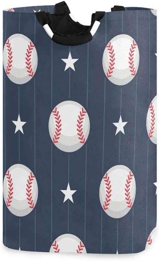 Laundry Storage Basket Basketball Baseball Sport Laundry Hamper Collapsible Organizer for Kids Room Dirty Cloth Toy Dorm Bag with Handle