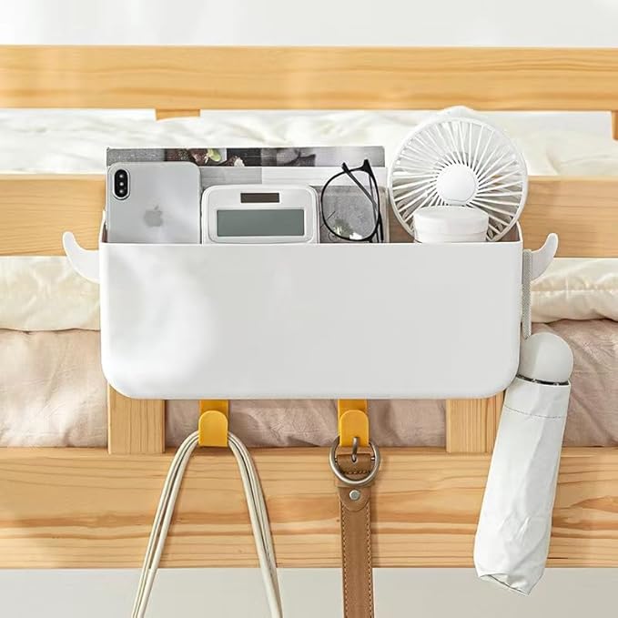 HYOATREA Bunk Bed Shelf, Kids Bunk Bed Caddy | Bedside Caddy for Dorm Bed Loft Bed Rail | Top Bunk Accessories (Yellow)