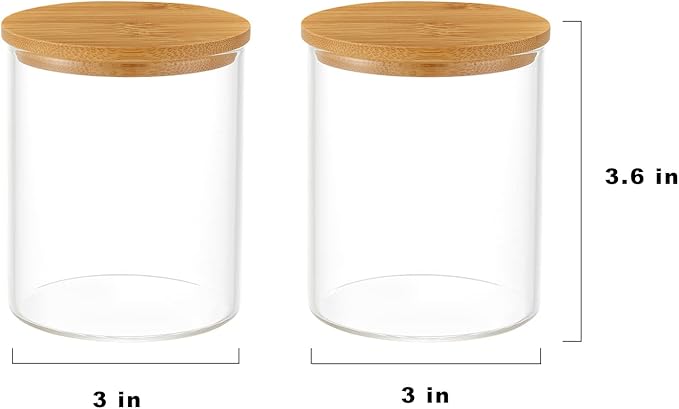INIUNIK 4 Pack Glass Qtip Holder Dispenser Glass Apothecary Jars with Lids Cotton Ball Swab Pad Holder Bathroom Essential Canisters Accessories Jars for Bathroom Organization Vanity Organizers