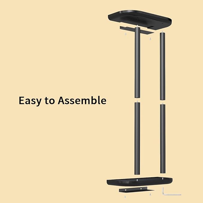 YUMORE Towel Rack Matte Black, Stainless Steel Wall Mounted Towel Rack with Shelf for Bathroom (Black)