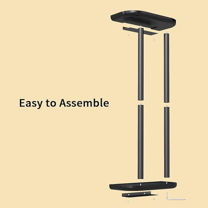 YUMORE Towel Rack Matte Black, Stainless Steel Wall Mounted Towel Rack with Shelf for Bathroom (Black)