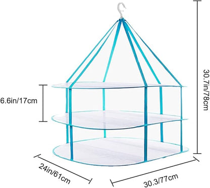 Fashion & Lifestyle Large Size Sweater Hanging Dryer, 3 Tier Folding Drying Rack, Lay Flat to Dry Mesh Clothes Hanger for Delicates and Swimsuit