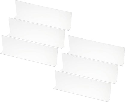 PATIKIL 6 Pack Shelf Dividers for Closet Organization, 15.7x1.57x4.7 Acrylic Closets Separator Kitchen Cabinet Shelves Under Bed Blocker for Bedroom Kitchen Office, Clear