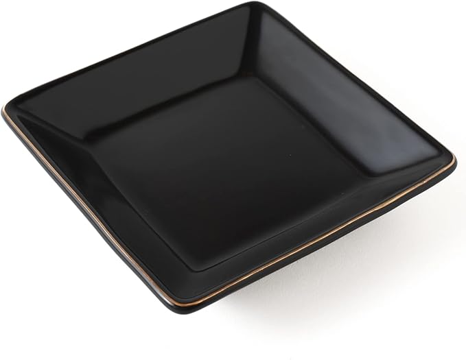 HANKOR Ceramic Jewelry Dish Tray, Decorative Trinket Tray Holder for Ring Earring Key, Gift for Women Girls, 4.7inch, Black