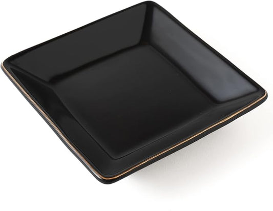 HANKOR Ceramic Jewelry Dish Tray, Decorative Trinket Tray Holder for Ring Earring Key, Gift for Women Girls, 4.7inch, Black