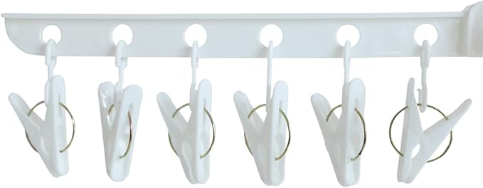 Laundry Rack Clothes Drying Hanger Rack with Clips Folding Collapsible 3-Tier Laundry Drying Ra-Ck for Clothes Socks Indoor Outdoors Balcony White