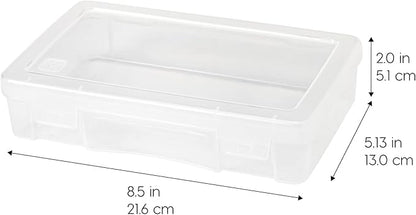 IRIS USA Pencil Case Boxes, 6-Pack, |Made in USA|, Plastic Bead Organizing Containers with Snap Lid for Arts, Crafts, Ephemera, Stickers, & Dance Cheer, Clear - Medium